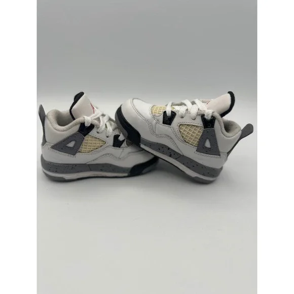 Jordan 4 Retro White Cement Kids 6C White Grey 308500-103 Toddler Sneakers - Picture 6 of 8